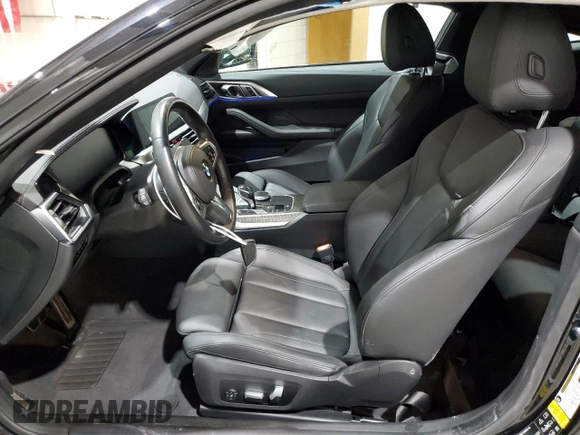 2021 BMW 4 Series M440i xDrive with VIN WBA13AR0XMCG68638, listed as a Copart auction lot 52142695 with 57,299 mi miles and Salvage Title. Bid and sale history available at DreamBid. Image 7.
