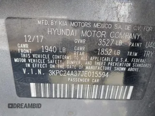 2018 Hyundai Accent SE z VIN 3KPC24A37JE015594, wystawiony jako IAAI lot #41700013 z przebiegiem 78 478 mil mil oraz . Historia ofert i sprzedaży dostępna na DreamBid. Obrazek 9.