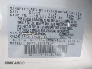 2019 Nissan Versa SV z VIN 3N1CN7AP5KL869205, wystawiony jako IAAI lot #41883310 z przebiegiem 96 317 mil mil oraz . Historia ofert i sprzedaży dostępna na DreamBid. Obrazek 9.
