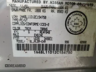 2002 Nissan Altima SE with VIN 1N4BL11D12C154750, listed as a Copart auction lot 87326564 with 268,913 mi miles and Clean Title. Bid and sale history available at carsss.com. Image 12.