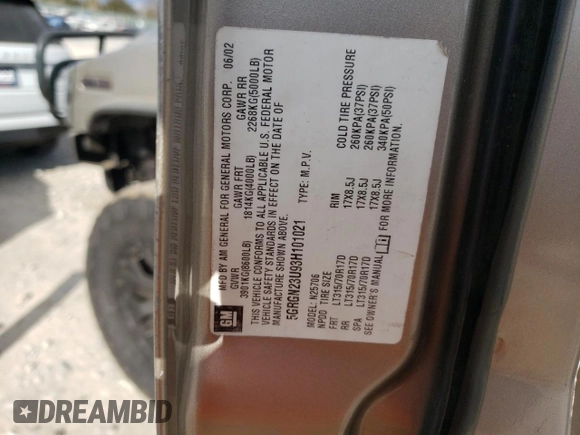 2003 Hummer H2 with VIN 5GRGN23U93H101021, listed as a Copart auction lot 87440524 with 124,826 mi miles and Clean Title. Bid and sale history available at carsss.com. Image 13.