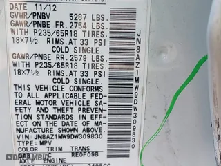 2013 Nissan Murano SL with VIN JN8AZ1MW9DW309830, listed as a IAAI auction lot 41710937 with 119,011 mi miles. Bid and sale history available at carsss.com. Image 9.