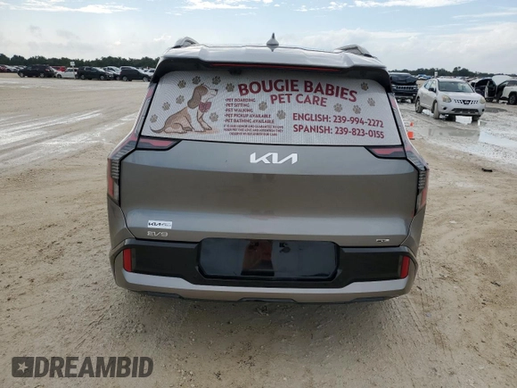 2024 Kia EV9 GT-Line with VIN KNDAEFS57R6025750, listed as a Copart auction lot 73647274 with 0 mi miles and Salvage Title. Bid and sale history available at carsss.com. Image 6.
