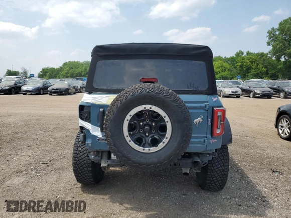 2022 Ford Bronco with VIN 1FMEE5DH7NLB89588, listed as a Copart auction lot 59777455 with 25,323 mi miles and Salvage title. Bid and sale history available at DreamBid. Image 6.