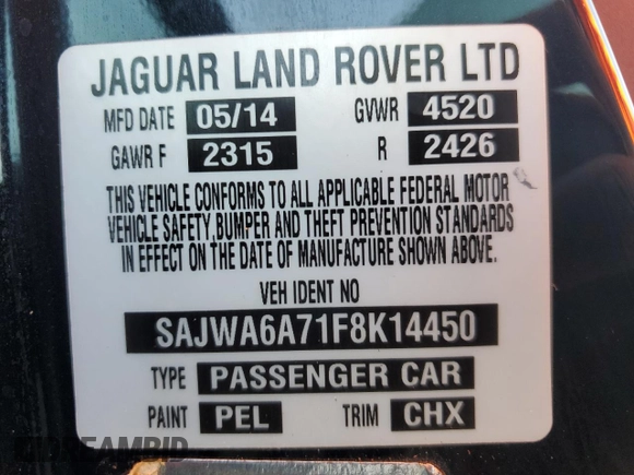 2015 Jaguar F-Type with VIN SAJWA6A71F8K14450, listed as a Copart auction lot 43626025 with 39,380 mi miles and Clean Title. Bid and sale history available at DreamBid. Image 12.