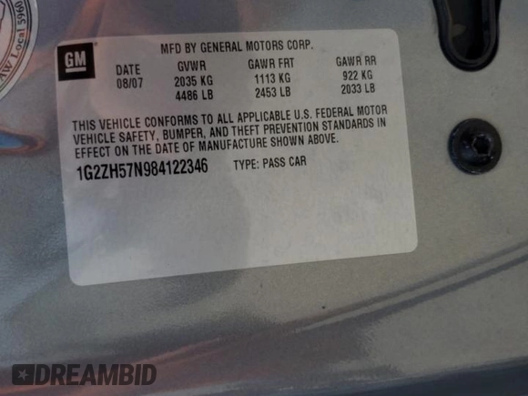 2008 Pontiac G6 GT with VIN 1G2ZH57N984122346, listed as a Copart auction lot 63495715 with 137,875 mi miles and Clean title. Bid and sale history available at DreamBid. Image 12.