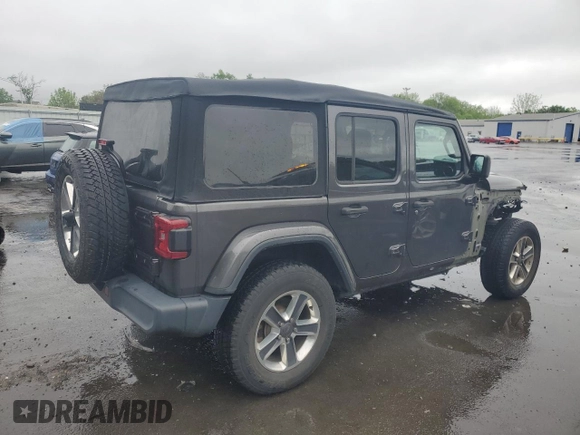 2018 Jeep Wrangler Unlimited Sahara with VIN 1C4HJXEG8JW190367, listed as a Copart auction lot 55799345 with 46,714 mi miles and Salvage title. Bid and sale history available at DreamBid. Image 3.