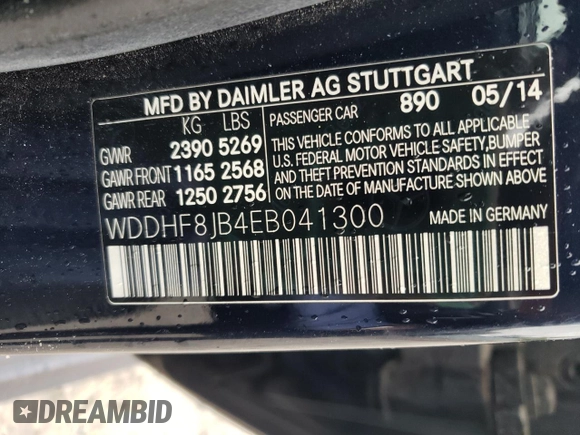 2014 Mercedes-Benz E 350 Luxury with VIN WDDHF8JB4EB041300, listed as a Copart auction lot 57024765 with 124,673 mi miles and Clean title. Bid and sale history available at DreamBid. Image 13.
