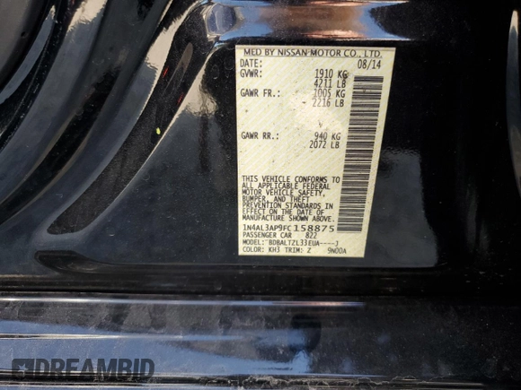 2015 Nissan Altima 2.5 S with VIN 1N4AL3AP9FC158875, listed as a Copart auction lot 83049044 with 165,359 mi miles and Non Repairable. Bid and sale history available at carsss.com. Image 12.