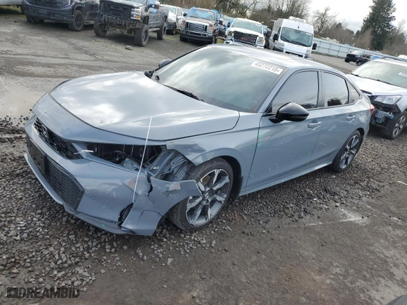 2025 Honda Civic Sedan Hybrid Sport with VIN 2HGFE4F83SH304505, listed as a Copart auction lot 45272215 with 2,830 mi miles and Salvage Title. Bid and sale history available at carsss.com. Image 1.