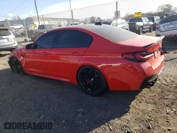 2021 BMW M5 z VIN WBS83CH02MCG02267, wystawiony jako Copart lot #79027694 z przebiegiem 40 791 mil mil oraz Szkoda całkowita • Salvage title. Historia ofert i sprzedaży dostępna na DreamBid. Obrazek 2.