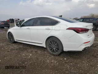 2018 Genesis G80 Sport with VIN KMHGN4JB7JU241681, listed as a Copart auction lot 49821055 with 99,833 mi miles and Salvage title. Bid and sale history available at DreamBid. Image 2.