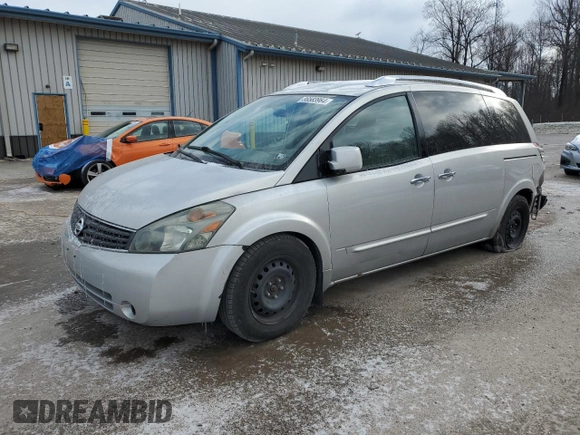 2007 Nissan Quest S with VIN 5N1BV28U27N128407, listed as a Copart auction lot 86583964 with 186,644 mi miles and Salvage Title. Bid and sale history available at carsss.com. Image 1.