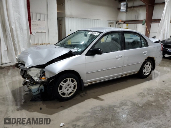 2002 Honda Civic LX with VIN 2HGES16552H543711, listed as a Copart auction lot 52592845 with 141,077 mi miles and Salvage Title. Bid and sale history available at carsss.com. Image 1.