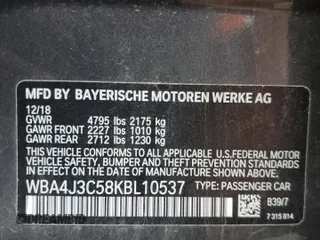 2019 BMW 4 Series 430i xDrive с VIN WBA4J3C58KBL10537, выставлен на аукционе Copart как лот 55932605 с пробегом 49 862 миль миль и Списание • Salvage title. История ставок и продаж доступна на DreamBid. Изображение 12.