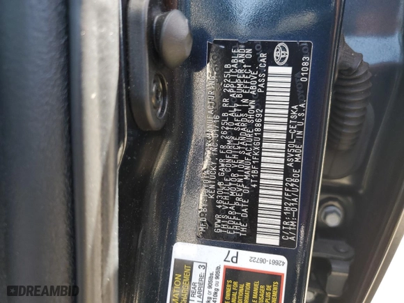 2016 Toyota Camry XLE with VIN 4T1BF1FKXGU188692, listed as a Copart auction lot 52034145 with 86,698 mi miles and Salvage Title. Bid and sale history available at carsss.com. Image 12.