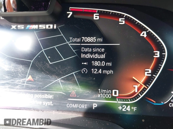 2020 BMW X5 M50i with VIN 5UXJU4C06LLE45651, listed as a IAAI auction lot 41618355 with 70,885 mi miles and . Bid and sale history available at DreamBid. Image 7.