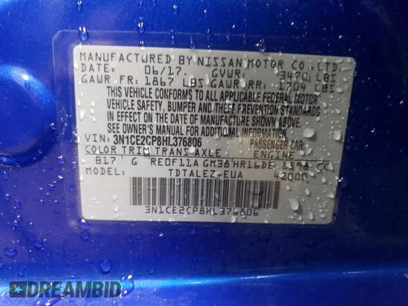 2017 Nissan Note SV z VIN 3N1CE2CP8HL376806, wystawiony jako Copart lot #51261365 z przebiegiem 162 964 mil mil oraz Szkoda całkowita • Salvage title. Historia ofert i sprzedaży dostępna na DreamBid. Obrazek 13.