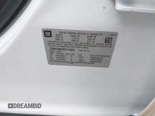 2015 Chevrolet Equinox LT z VIN 2GNALBEK8F6170292, wystawiony jako IAAI lot #42320531 z przebiegiem 76 390 mil mil oraz . Historia ofert i sprzedaży dostępna na DreamBid. Obrazek 9.