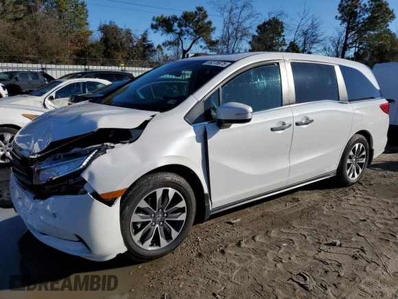 2024 Honda Odyssey EX-L with VIN 5FNRL6H69RB070816, listed as a Copart auction lot 45278975 with 4,491 mi miles and Salvage Title. Bid and sale history available at DreamBid. Image 1.