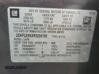 2015 GMC Terrain SLT with VIN 2GKFLXEKXF6250158, listed as a Copart auction lot 55466585 with 105,766 mi miles and Clean Title. Bid and sale history available at carsss.com. Image 13.
