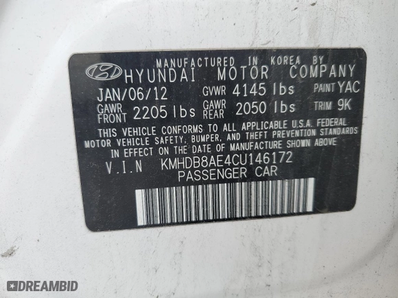 2012 Hyundai Elantra Touring GLS with VIN KMHDB8AE4CU146172, listed as a Copart auction lot 67822164 with 129,389 mi miles and Salvage Title. Bid and sale history available at carsss.com. Image 13.