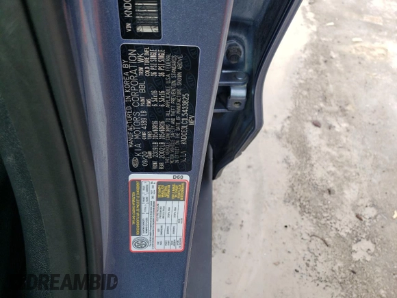 2020 Kia Niro EX Premium with VIN KNDCE3LC1L5433825, listed as a Copart auction lot 46509655 with 54,801 mi miles and Salvage Title. Bid and sale history available at carsss.com. Image 12.
