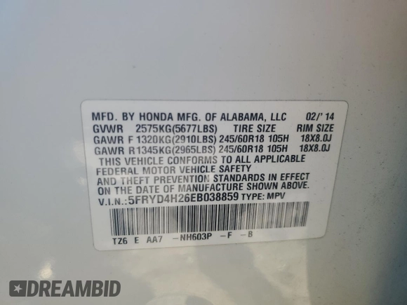 2014 Acura MDX z VIN 5FRYD4H26EB038859, wystawiony jako Copart lot #46517465 z przebiegiem 179 339 mil mil oraz Szkoda całkowita • Salvage title. Historia ofert i sprzedaży dostępna na DreamBid. Obrazek 13.