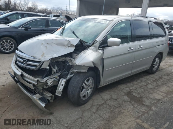 2005 Honda Odyssey EX with VIN 5FNRL38405B047948, listed as a Copart auction lot 50130755 with 0 mi miles and Salvage Title. Bid and sale history available at carsss.com. Image 1.