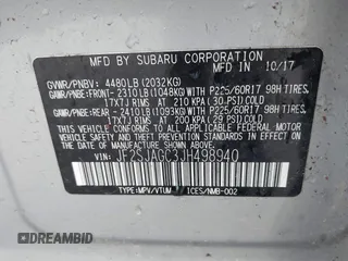 2018 Subaru Forester Premium with VIN JF2SJAGC3JH498940, listed as a IAAI auction lot 41880493 with 127,817 mi miles. Bid and sale history available at carsss.com. Image 9.
