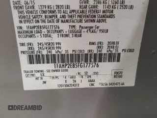 2015 Ford Taurus SEL z VIN 1FAHP2E85FG177576, wystawiony jako Copart lot #54739595 z przebiegiem 89 156 mil mil oraz Szkoda całkowita • Salvage title. Historia ofert i sprzedaży dostępna na DreamBid. Obrazek 12.