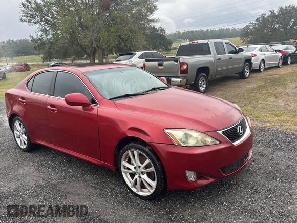 2006 Lexus IS 250 with VIN JTHCK262762007289, listed as a Copart auction lot 82010954 with 106,668 mi miles and Clean Title. Bid and sale history available at DreamBid. Image 1.