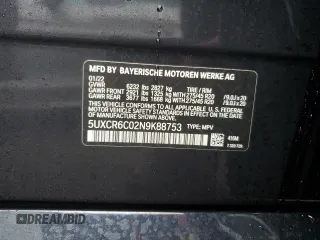 2022 BMW X5 xDrive40i with VIN 5UXCR6C02N9K88753, listed as a Copart auction lot 73417342 with 12,185 mi miles. Bid and sale history available at carsss.com. Image 12.