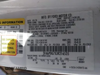 2018 Ford Fusion S with VIN 3FA6P0G7XJR216535, listed as a IAAI auction lot 41640799 with 183,932 mi miles. Bid and sale history available at carsss.com. Image 9.