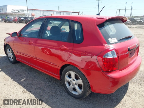 2008 Kia Spectra with VIN KNAFE161585012982, listed as a IAAI auction lot 41988200 with 159,875 mi miles. Bid and sale history available at carsss.com. Image 3.