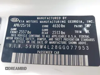2016 Kia Optima SX Turbo с VIN 5XXGW4L28GG077953, выставлен на аукционе IAAI как лот 42498707 с пробегом 100 000 миль миль и . История ставок и продаж доступна на DreamBid. Изображение 9.