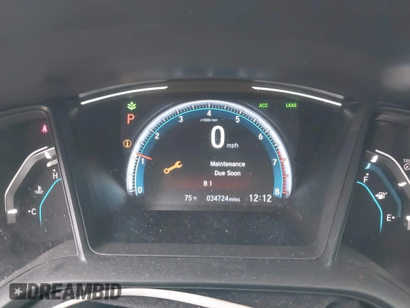 2020 Honda Civic LX with VIN 2HGFC2F69LH550744, listed as a IAAI auction lot 42079594 with 34,724 mi miles and . Bid and sale history available at DreamBid. Image 7.