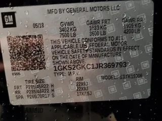 2018 GMC Yukon XL SLT with VIN 1GKS2GKC1JR369793, listed as a Copart auction lot 50399995 with 0 mi miles and Salvage Title. Bid and sale history available at carsss.com. Image 14.