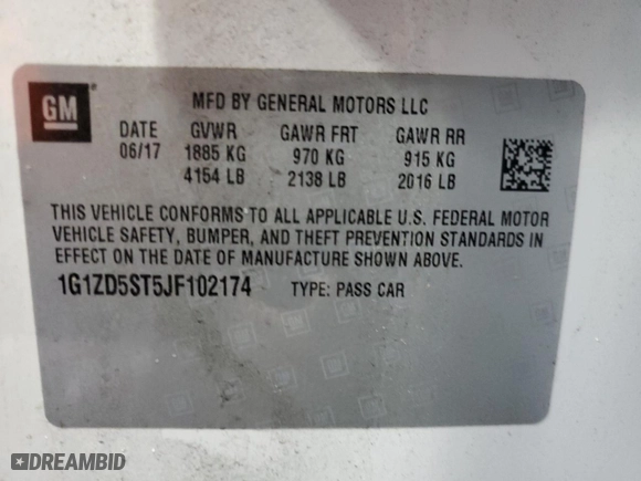 2018 Chevrolet Malibu LT with VIN 1G1ZD5ST5JF102174, listed as a Copart auction lot 44989905 with 77,154 mi miles and Salvage Title. Bid and sale history available at carsss.com. Image 12.