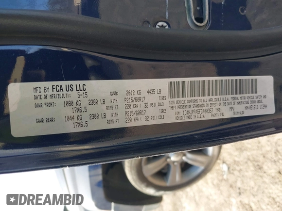 2015 Jeep Patriot High Altitude with VIN 1C4NJPFA5FD400357, listed as a IAAI auction lot 41272479 with 161,121 mi miles and . Bid and sale history available at DreamBid. Image 9.