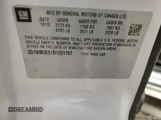2013 Chevrolet Impala LT with VIN 2G1WB5E31D1201767, listed as a Copart auction lot 47449805 with 164,069 mi miles and Salvage Title. Bid and sale history available at DreamBid. Image 12.