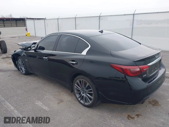 2018 Infiniti Q50 Red Sport 400 with VIN JN1FV7ARXJM480160, listed as a IAAI auction lot 41994848 with 71,346 mi miles and . Bid and sale history available at DreamBid. Image 3.