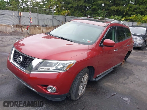 2013 Nissan Pathfinder SV with VIN 5N1AR2MM0DC639157, listed as a IAAI auction lot 39934153 with 95,453 mi miles. Bid and sale history available at carsss.com. Image 2.