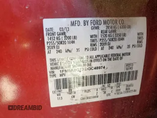 2013 Ford Explorer Sport z VIN 1FM5K8GTXDGC48974, wystawiony jako Copart lot #56107965 z przebiegiem 232 227 mil mil oraz Szkoda całkowita • Salvage title. Historia ofert i sprzedaży dostępna na DreamBid. Obrazek 12.