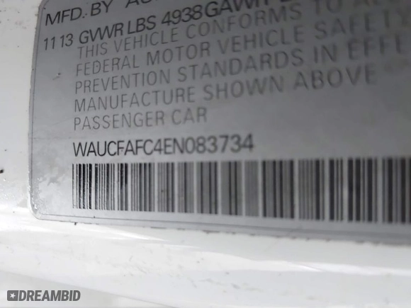 2014 Audi A6 2.0T Premium with VIN WAUCFAFC4EN083734, listed as a IAAI auction lot 41620442 with 116,508 mi miles. Bid and sale history available at carsss.com. Image 9.