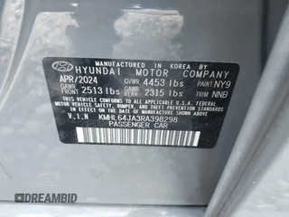 2024 Hyundai Sonata SEL z VIN KMHL64JA3RA398298, wystawiony jako IAAI lot #42462477 z przebiegiem 21 843 mil mil oraz . Historia ofert i sprzedaży dostępna na DreamBid. Obrazek 9.