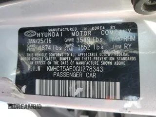 2016 Hyundai Accent SE z VIN KMHCT5AE0GU278343, wystawiony jako Copart lot #52449145 z przebiegiem 82 718 mil mil oraz Szkoda całkowita • Salvage title. Historia ofert i sprzedaży dostępna na DreamBid. Obrazek 14.
