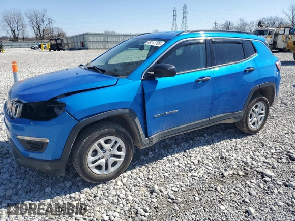 2021 Jeep Compass Sport z VIN 3C4NJDAB0MT573953, wystawiony jako Copart lot #48117185 z przebiegiem 47 329 mil mil oraz Szkoda całkowita • Salvage title. Historia ofert i sprzedaży dostępna na DreamBid. Obrazek 1.