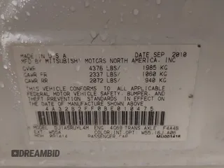 2011 Mitsubishi Galant FE with VIN 4A32B2FF0BE010475, listed as a IAAI auction lot 41371845 with 217,778 mi miles. Bid and sale history available at carsss.com. Image 9.