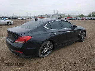 2021 Genesis G70 2.0T with VIN KMTG44LA3MU075175, listed as a Copart auction lot 57679175 with 89,864 mi miles and Salvage title. Bid and sale history available at DreamBid. Image 3.